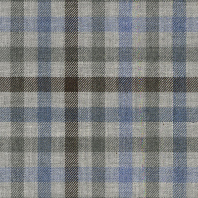 A close-up of gingham fabric with intersecting lines in black, grey, blue, and white from the Scott Barber Gingham Shirt 77112-02 by Scott Barber.