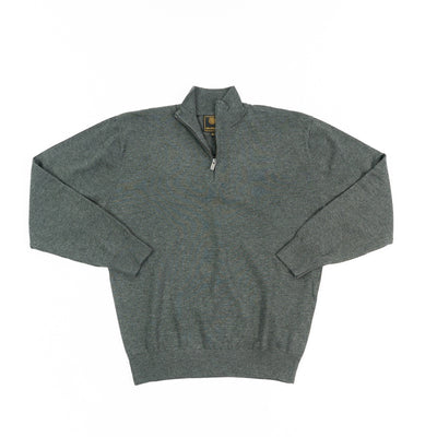 The F/X Fusion Big & Tall 1/4 Zip Mock Sweater 9040, in gray, features long sleeves and a mock neck, and is shown laid flat on a white background.
