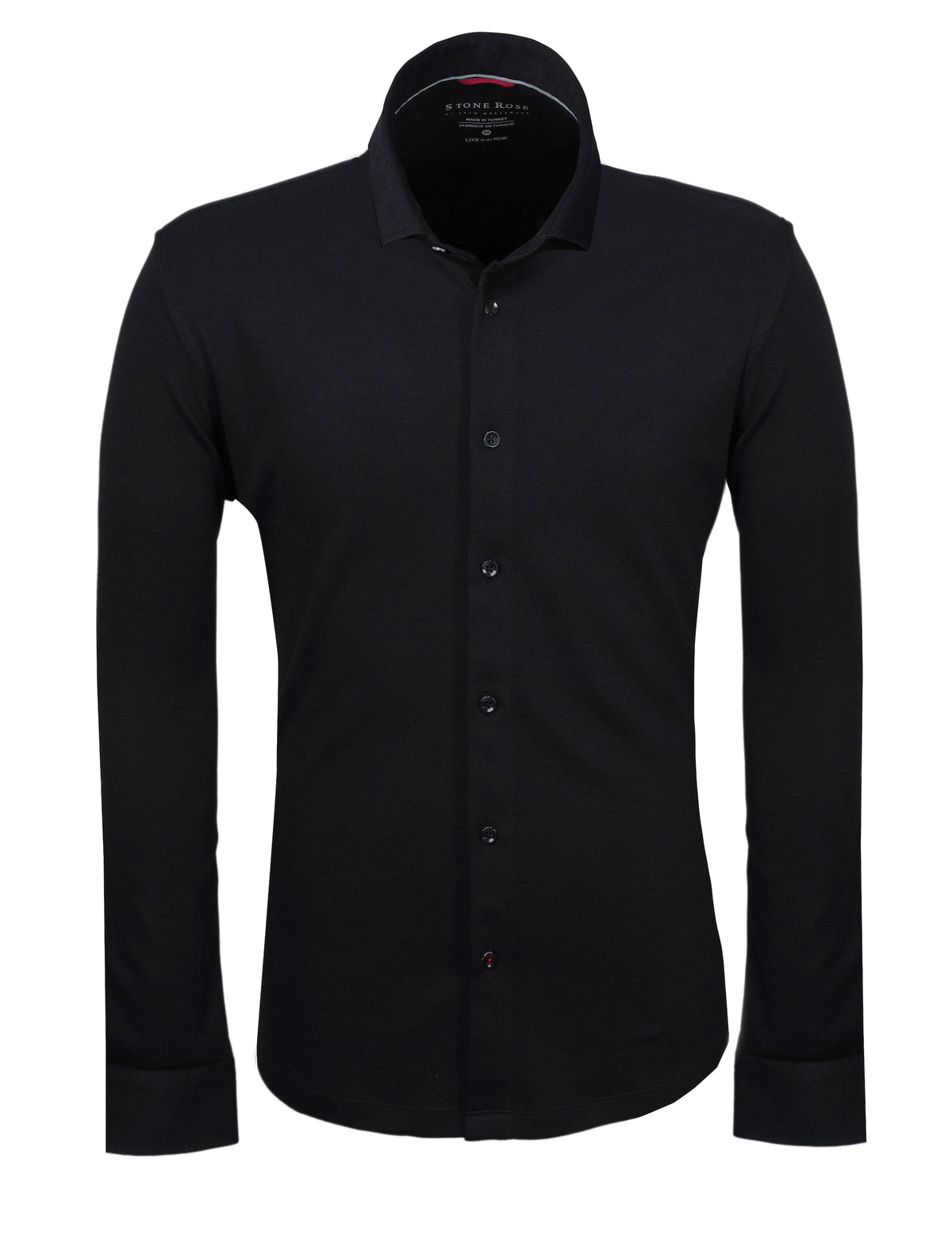 Black Stone Rose ORIGIN - Long Sleeve Tech Pique Shirt with a collar and matching buttons.