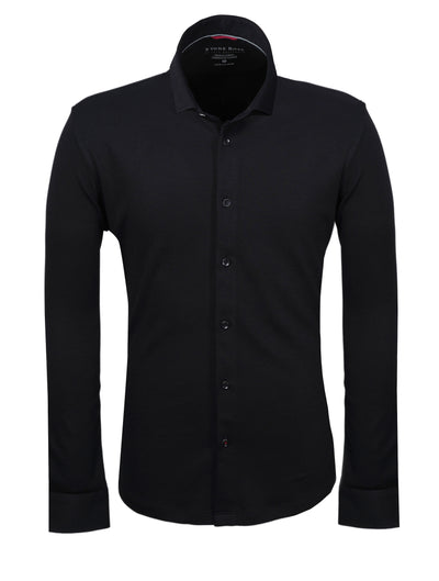 Black Stone Rose ORIGIN - Long Sleeve Tech Pique Shirt with a collar and matching buttons.