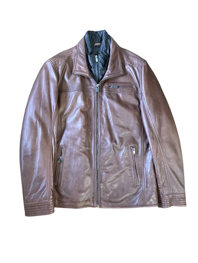 The Scully Leather Jacket Zip Collar 1021 by Scully features a zippered front, zippered side pockets, and a small chest pocket, shown on a white background.