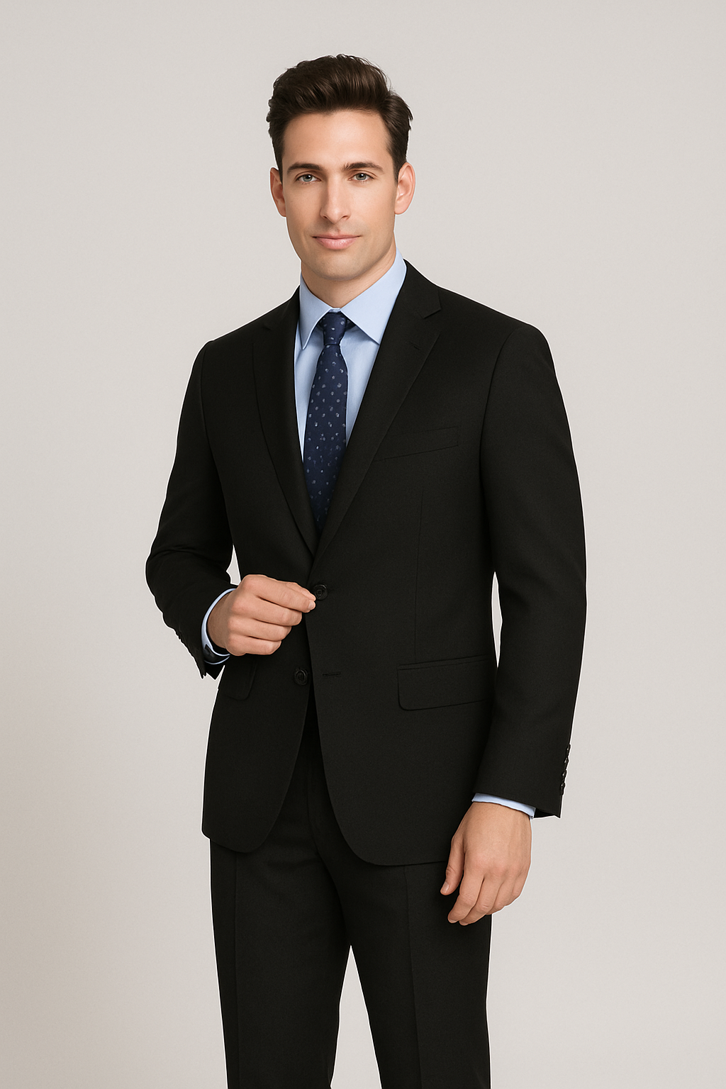 navy dress and black suit Paul Betenly Solid Suit