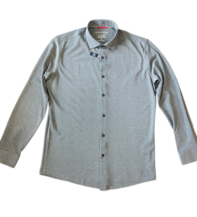 A Stone Rose LS T-Series 2K7T152 light gray long sleeve shirt with a collar and DryTouch technology, displayed flat on a white background.