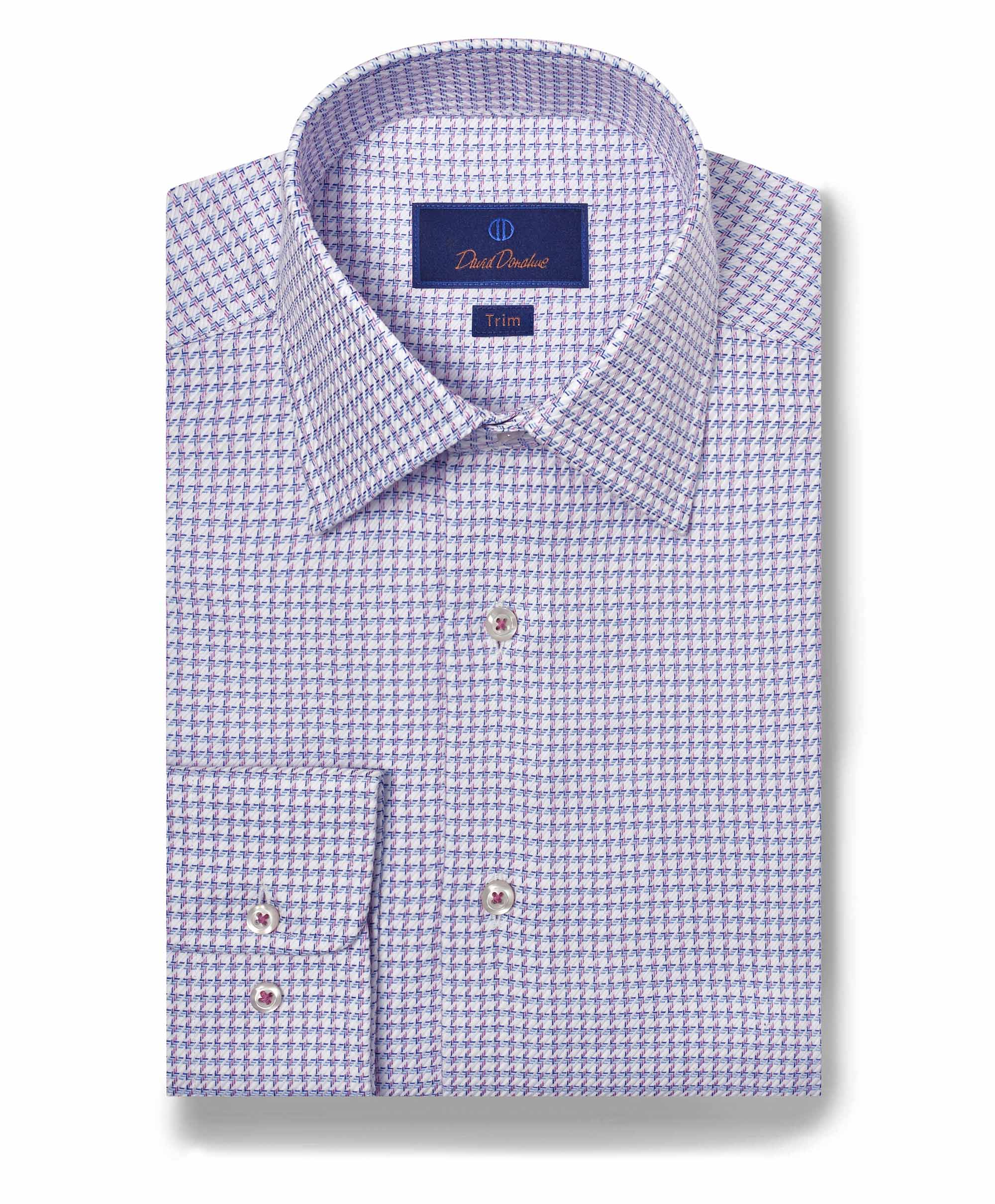 David Donahue Textured Check Dress Shirt