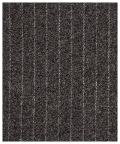 The Ballin M5661 Soho Chalkstripe Trousers by Ballin feature dark gray breathable fabric with thin, evenly spaced white pinstripes—ideal for business casual wear and made to resist creasing.
