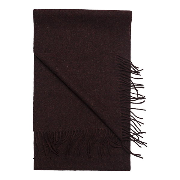 Dark burgundy Amanda Christensen Men’s Wool Melange Scarf 440016 with fringed edges.