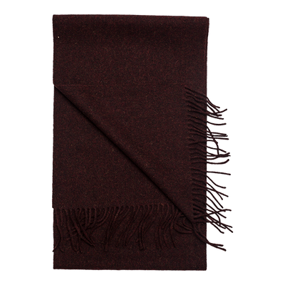 Dark burgundy Amanda Christensen Men’s Wool Melange Scarf 440016 with fringed edges.