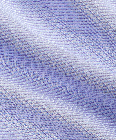 Close-up of the David Donahue OP Lilac Micro Dobby Dress Shirt TBSP12002534, featuring a textured, light purple geometric crisscross pattern with soft folds—perfect for a trim fit.
