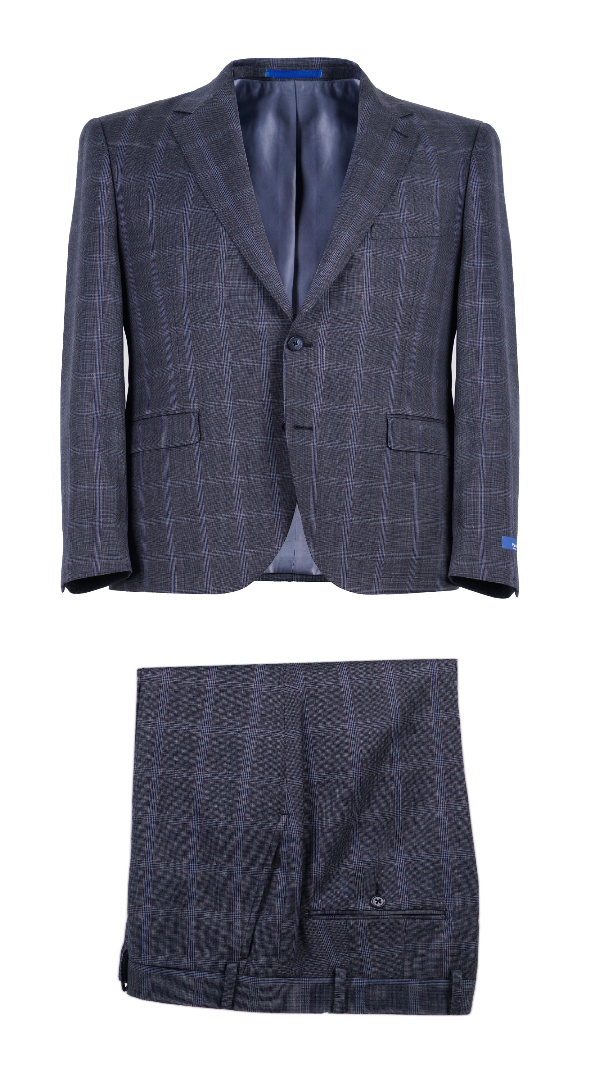 Paul Betenly Grey/Blue Plaid Slim Suit 1D6117