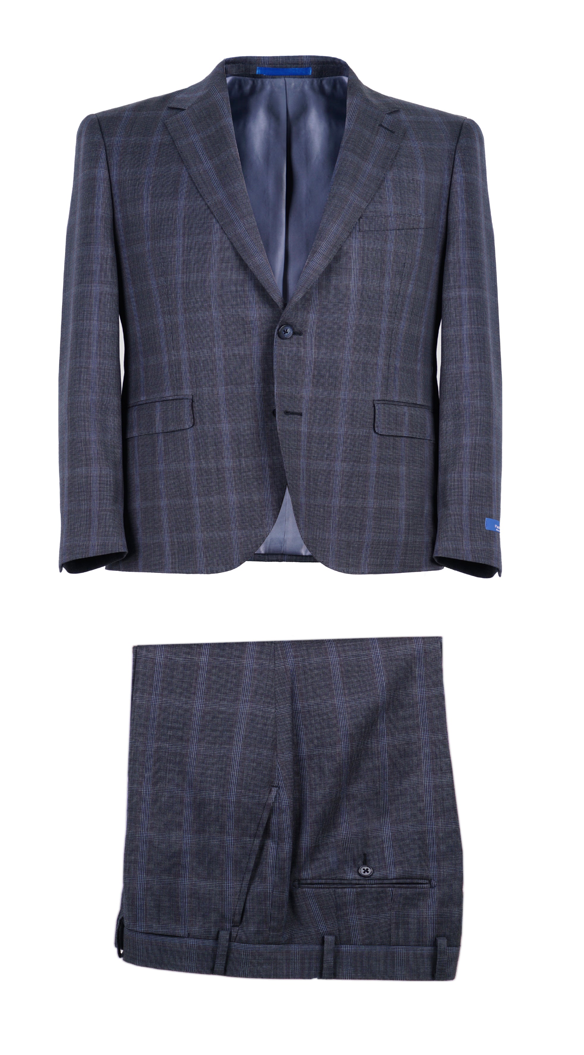 Paul Betenly Grey/Blue Plaid Slim Suit 1D6117