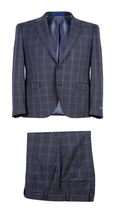 Paul Betenly Grey/Blue Plaid Slim Suit 1D6117