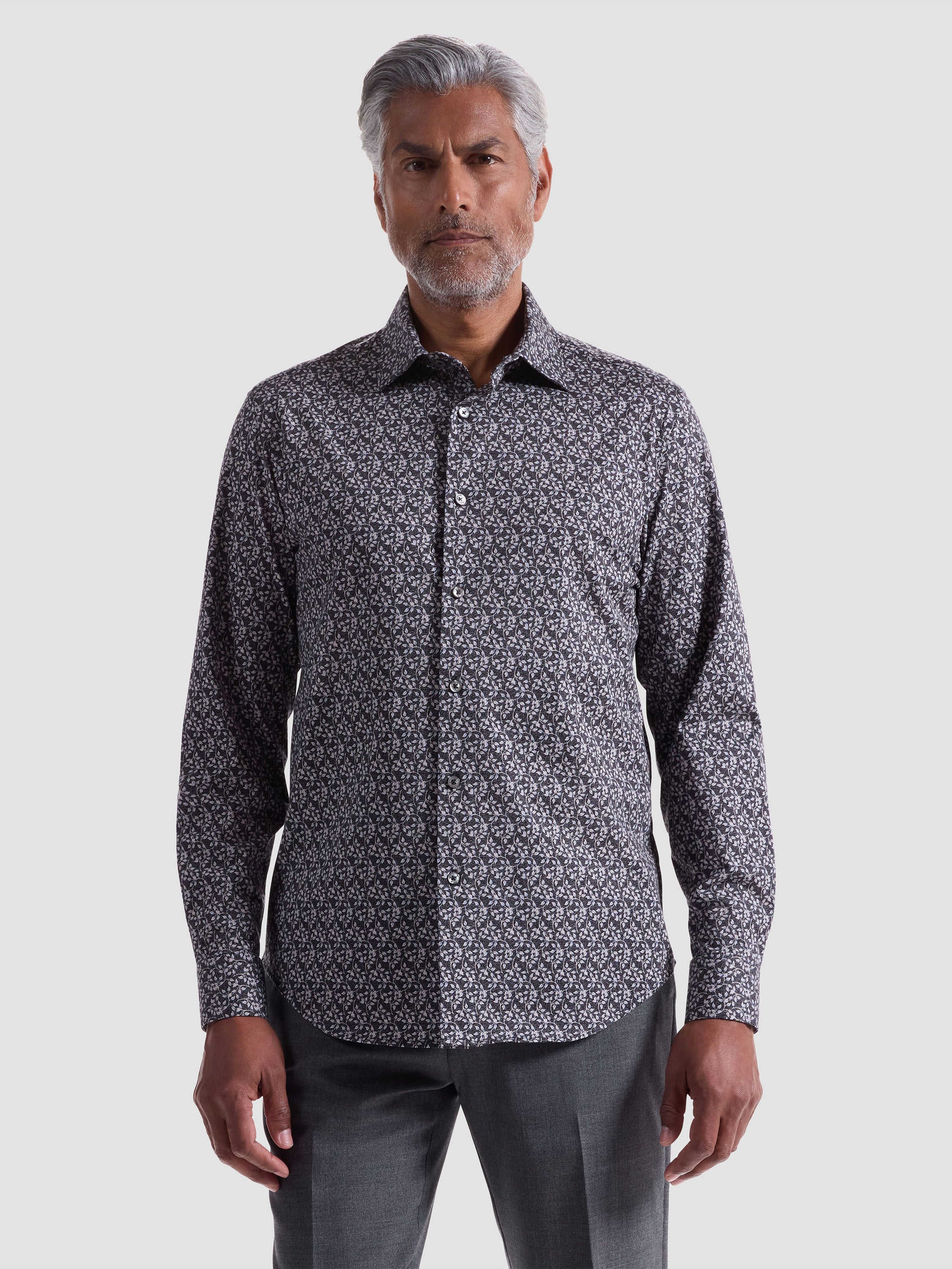 Bugatchi James Leaf Print Sport Shirt HF9221K60