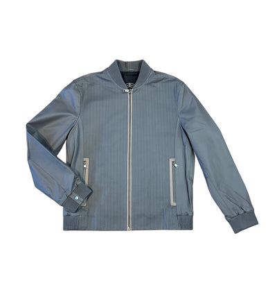 The Marcello Chevron Leather Jacket J-228 features a herringbone-patterned front, smooth sleeves, ribbed cuffs and hem, zip fastening, and two side zip pockets for a sophisticated Italian-inspired look.