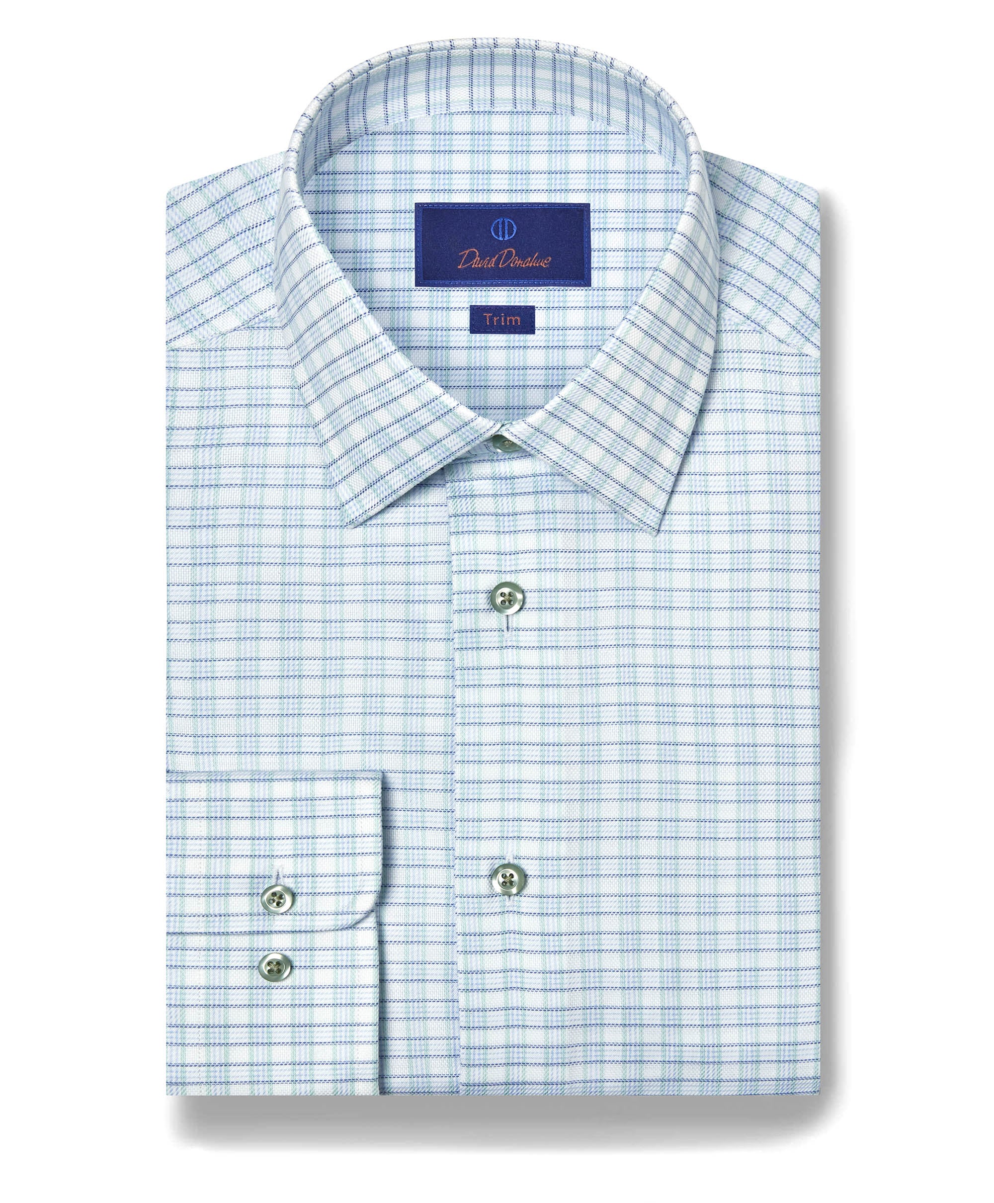 David Donahue Pistachio Dobby Check Shirt TBSP12805129