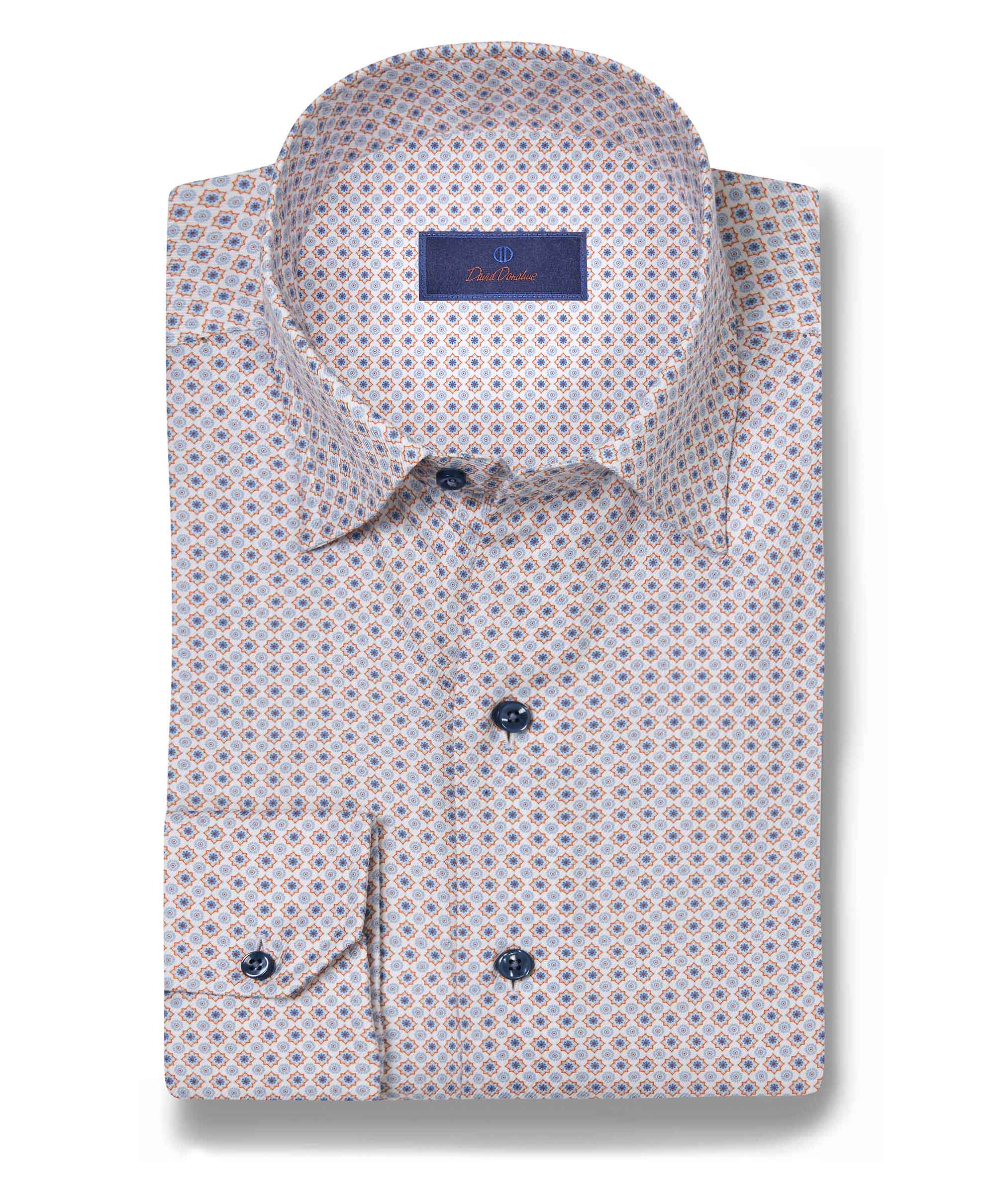 David Donahue Geometric Print Sport Shirt  CHBD10605
