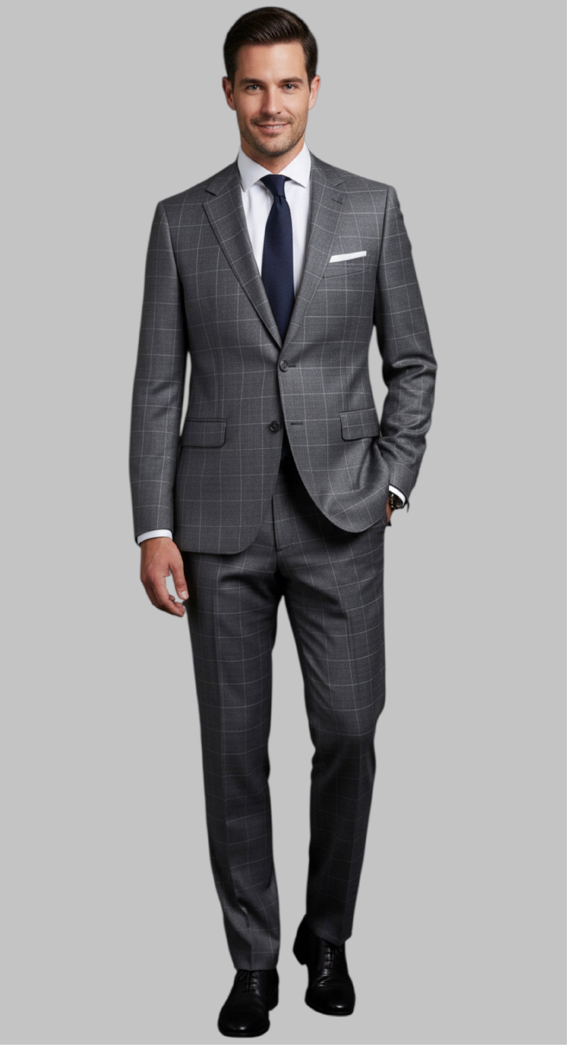 Paul Betenly Grey Plaid Slim Suit 1D6115